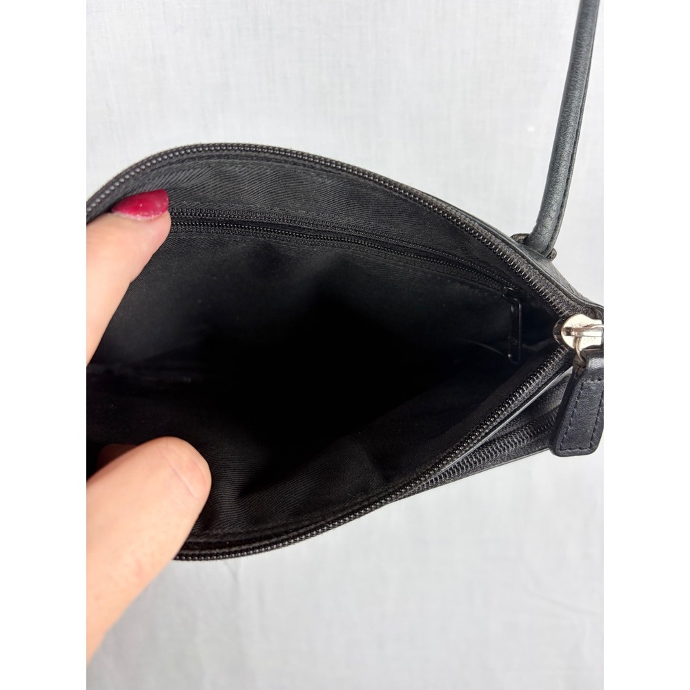 Fossil Black Leather Crossbody Bag Organizer Wallet Purse Small Messenger - Picture 6 of 8